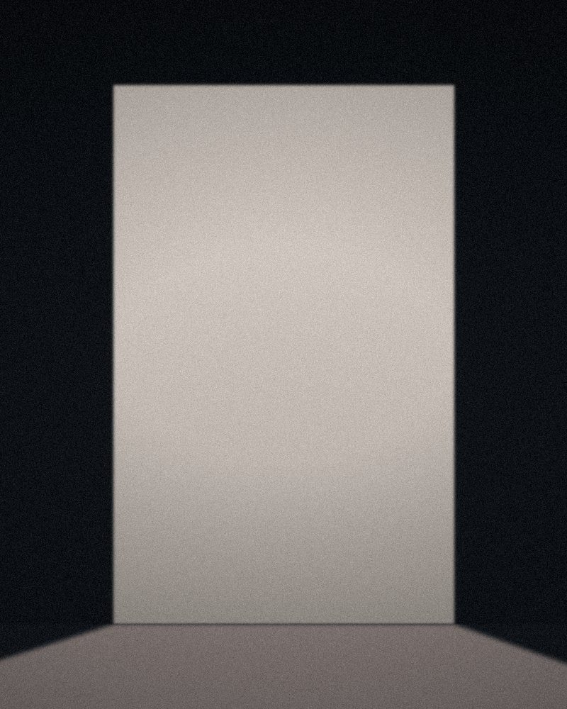 A tall pale opening of light in a dark room, its glow falling across the floor.
